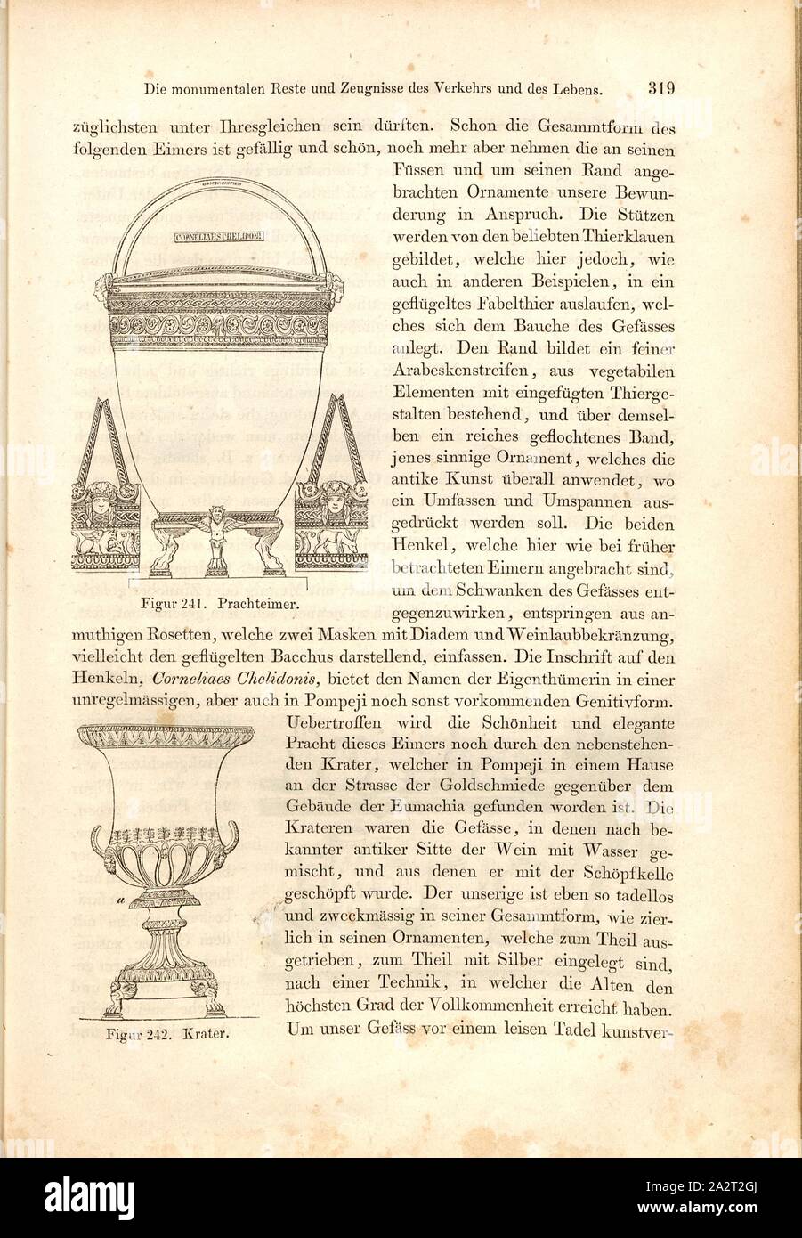 Splendeur seau et cratère, fig. 241 splendeur, godet, fig. 242, p. 319, Cratère, 1856, Johannes Overbeck : Pompeji dans seinen Coaching, Alterthümern und Kunstwerken [...]. Leipzig : Verlag von Wilhelm Engelmann, 1856 Banque D'Images