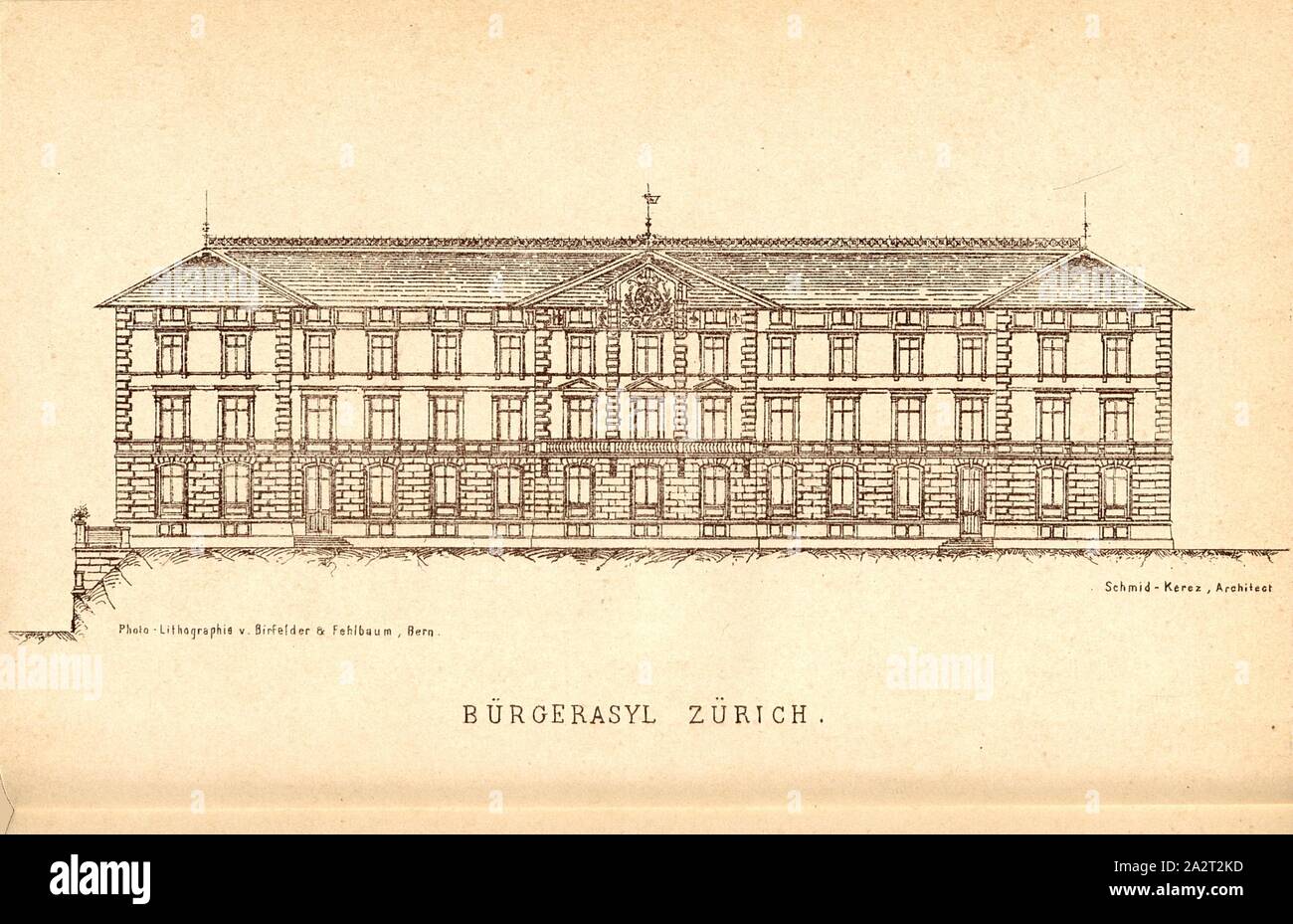 Bürgerasyl Bürgerasyl Zurich, Zürich, vue de face à la p. 108, Schweizerischer Ingenieur und Architekten-Verein : Zürich's Gebäude und Sehenswürdigkeiten. Beschreibung der Stadt (...). Zürich : bei Orell Füssli & Co., 1877 Banque D'Images