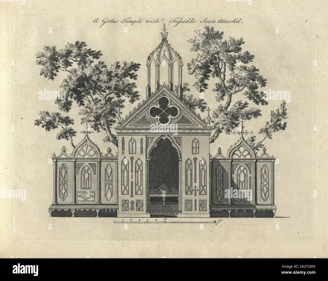 Un temple gothique ..., gravure sur cuivre, temple gothique, fig. 1, 1759, P. Decker : [...] l'architecture chinoise. Londres : [s.n.], 1759 Banque D'Images