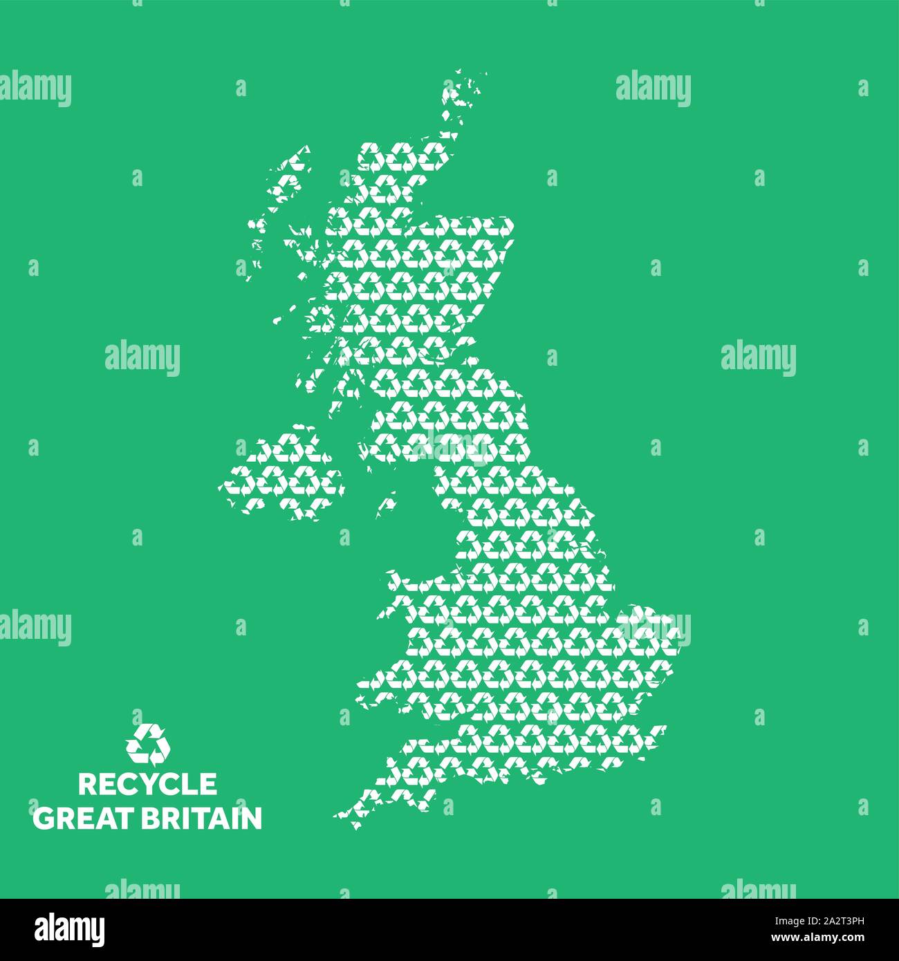 Grande Bretagne carte réalisée à partir de symbole de recyclage. Concept de l'environnement Illustration de Vecteur