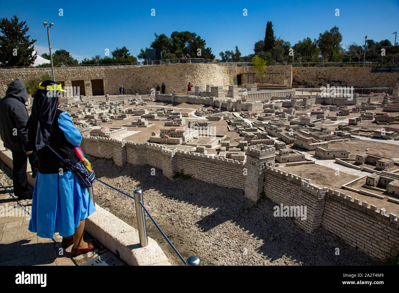 Visite des lieux saints de Jérusalem modèle modèle à l'échelle de la ville de Jérusalem à la fin de l'époque du Second Temple. Banque D'Images