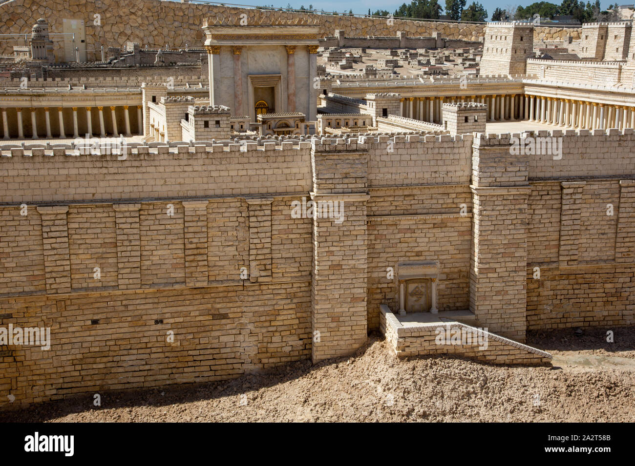 Temple d'Hérode en modèle Modèle de Jérusalem des Lieux saints du modèle à l'échelle de la ville de Jérusalem à la fin de l'époque du Second Temple. Banque D'Images