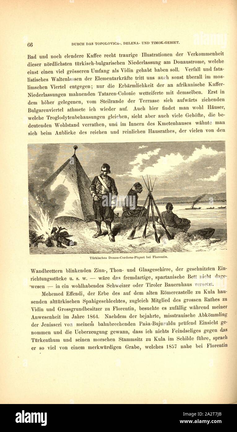 Cordon du Danube turc piquet à Florentin, unité militaire turque sur les rives du Danube près de Florentin (Bulgarie), fig. 15, p. 66, 1879, F. Kanitz : Donau-Bulgarien und der Balkan : historisch-geographisch-ethnographische Reisestudien aus den Jahren 1860-1879. Leipzig : Verlagsbuchhandlung von Hermann Fries, 1879-1880 Banque D'Images