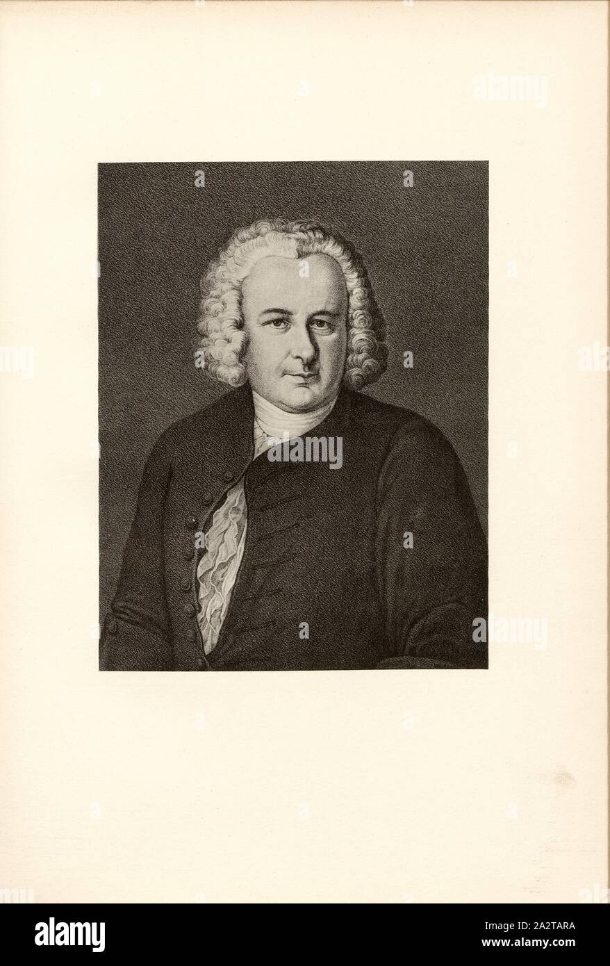 Burgermeister Joh. Caspar Escher à Kindli, Portrait de Hans Jakob Escher  vom Glas (1678-1762), ill., 11, d'après p. 120, Rey, R. (lith.), 1885, Carl  : Keller-Escher Fünfhundert und sechzig Jahre aus der