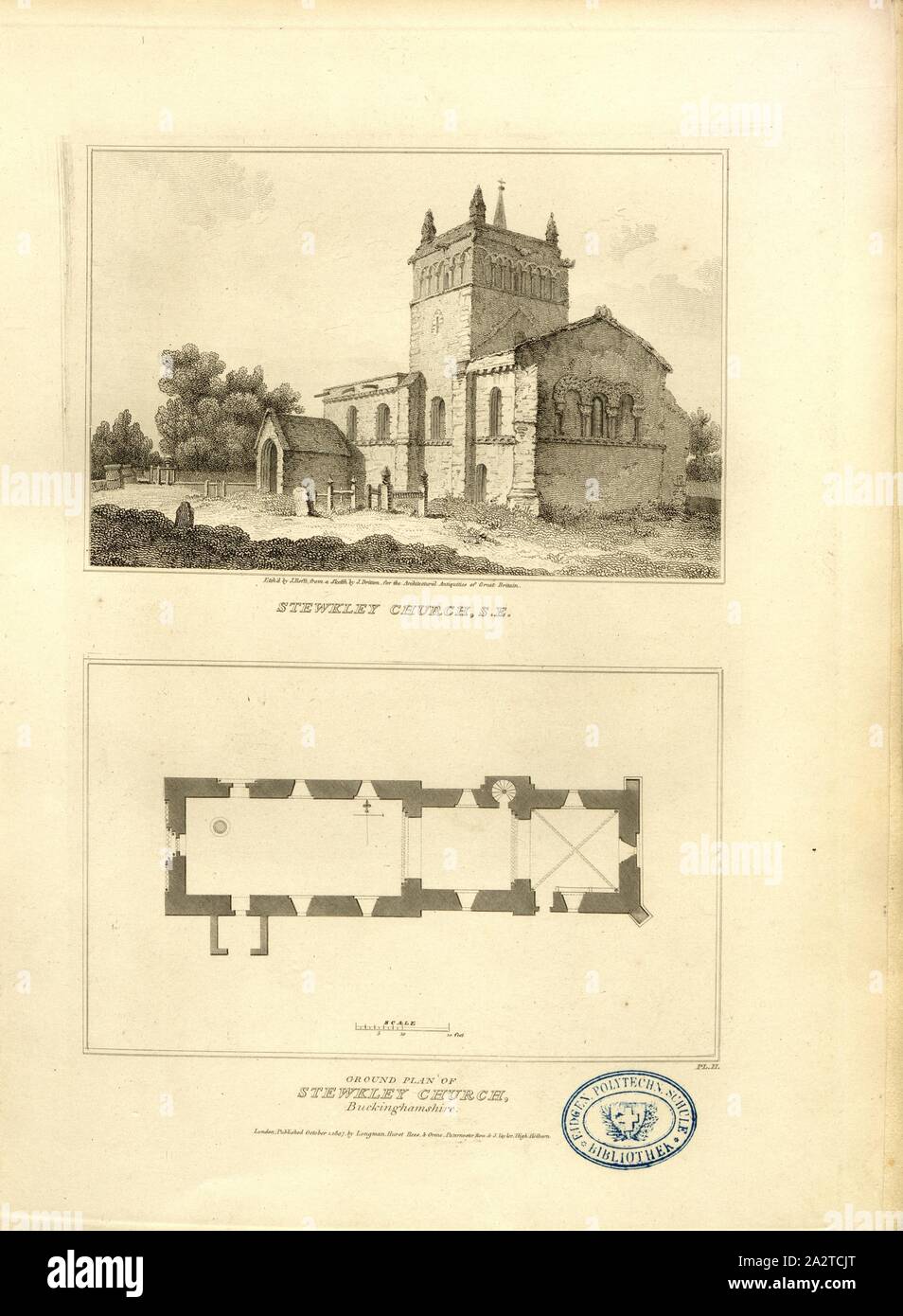 Stewkley Church, église paroissiale de St Michel et tous les Anges et de masse à Stewkley Plan de l'Église, signé par J.'Etch Roffe, à partir d'un dessin de J. Britton, fig. 2, Pl. II, d'après p. 2, Britton, John (croquis) ; Roffe, John (1807), gravure, John Britton : Les antiquités architecturales de Grande-bretagne : représentés et illustré dans une série de vues, élévations, plans, coupes et détails de divers édifices anglais ancien : historique et descriptive avec comptes de chacune. Bd. 2. Londres : J. Taylor, 1807-1826 Banque D'Images