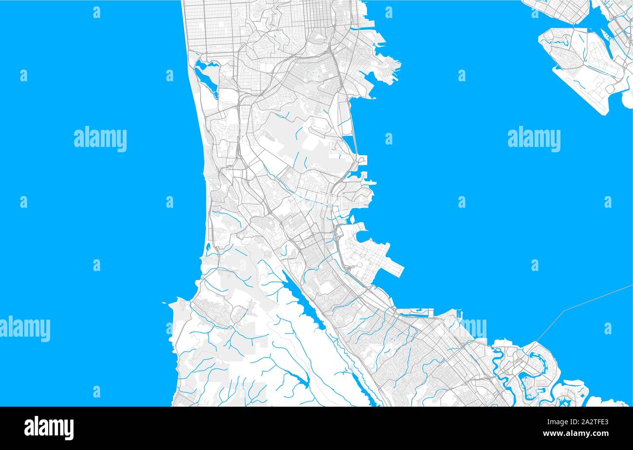 Détaillée riche zone vecteur plan de South San Francisco, Californie, USA. Modèle de carte pour la décoration. Illustration de Vecteur