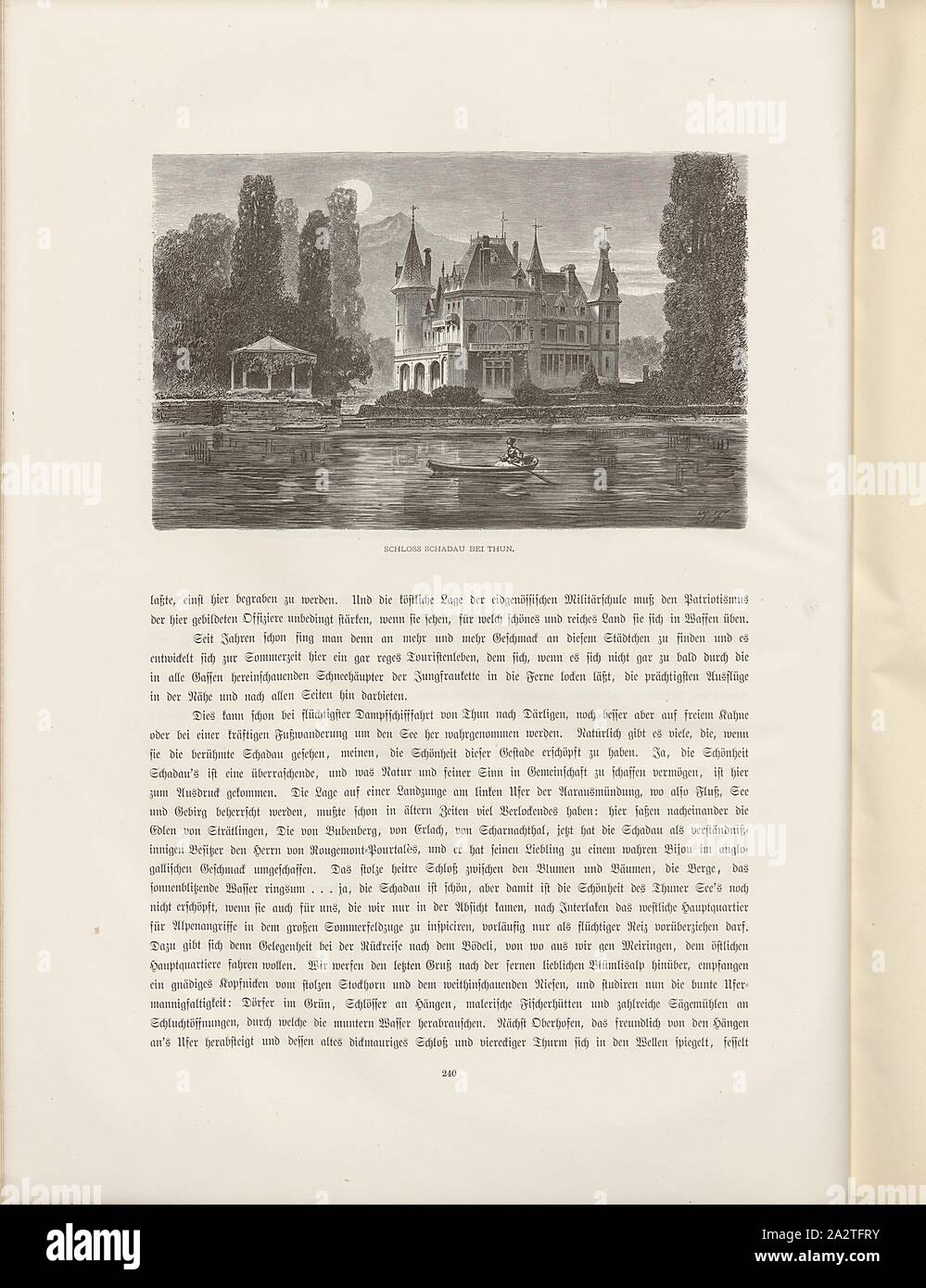 Château Schadau près de Thoune, vue sur le château Schadau près de Thoune à partir du xixe siècle, signé : J. Z, fig. 206, p. 240, Zügel, Joh., Kaden Woldemar : Das Schweizerland : eine durch Sommerfahrt Gebirg und Thal. Stuttgart : Engelhorn, 1875 Banque D'Images