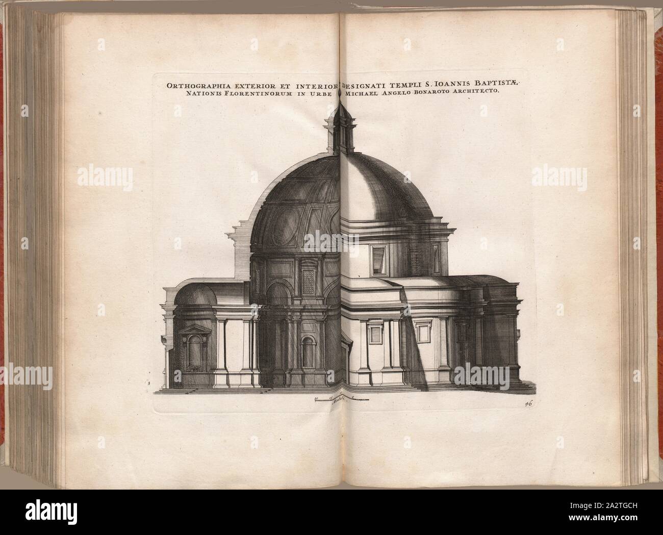 L'orthographe l'aménagement intérieur et extérieur du pays désigné Saint John Baptist Temple dans la ville de Florence ..., San Giovanni dei Fiorentini à Rome, de l'église Fig. 102, 46, p. 94, après Offizin Endter Nürnberg (imp.), 1775, Joachim von Sandrart:Teutsche Academie der Bau- und Bildhauer- Maler-Kunst worinn : die Regeln und Lehrsätze dieser Künste gegeben, nicht weniger zu besten die Erläuterung multiples Exemple der alten und neuen Künstler dans beygefüget Kupfer worden, wie solche en Rom auf das genaueste abgezeichnet Lebensbeschreibungen sind : nebst den Besten der griechischen, römischen und neuen Banque D'Images