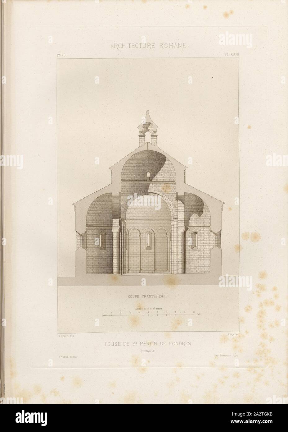 Eglise de Saint Martin de Londres Hérault 5, Saint Martin dans l'église Saint-Martin-de-Londres, signé : H. Revoil del, Ch. Bury, sc., A. Morel éditeur, fig. 51, Pl. XXXVII, après p. 50, Revoil, Henry (del.) ; Bury, Ch. (sc.) ; Morel, A. (éditeur), Henry Revoil : architecture romane du Midi de la France : directly measured physical activity, dessinée et décrite. Bd. 1. Paris : Vve A. Morel et Cie, Libraires-Editeurs, MDCCC LXXIII. [1873 Banque D'Images