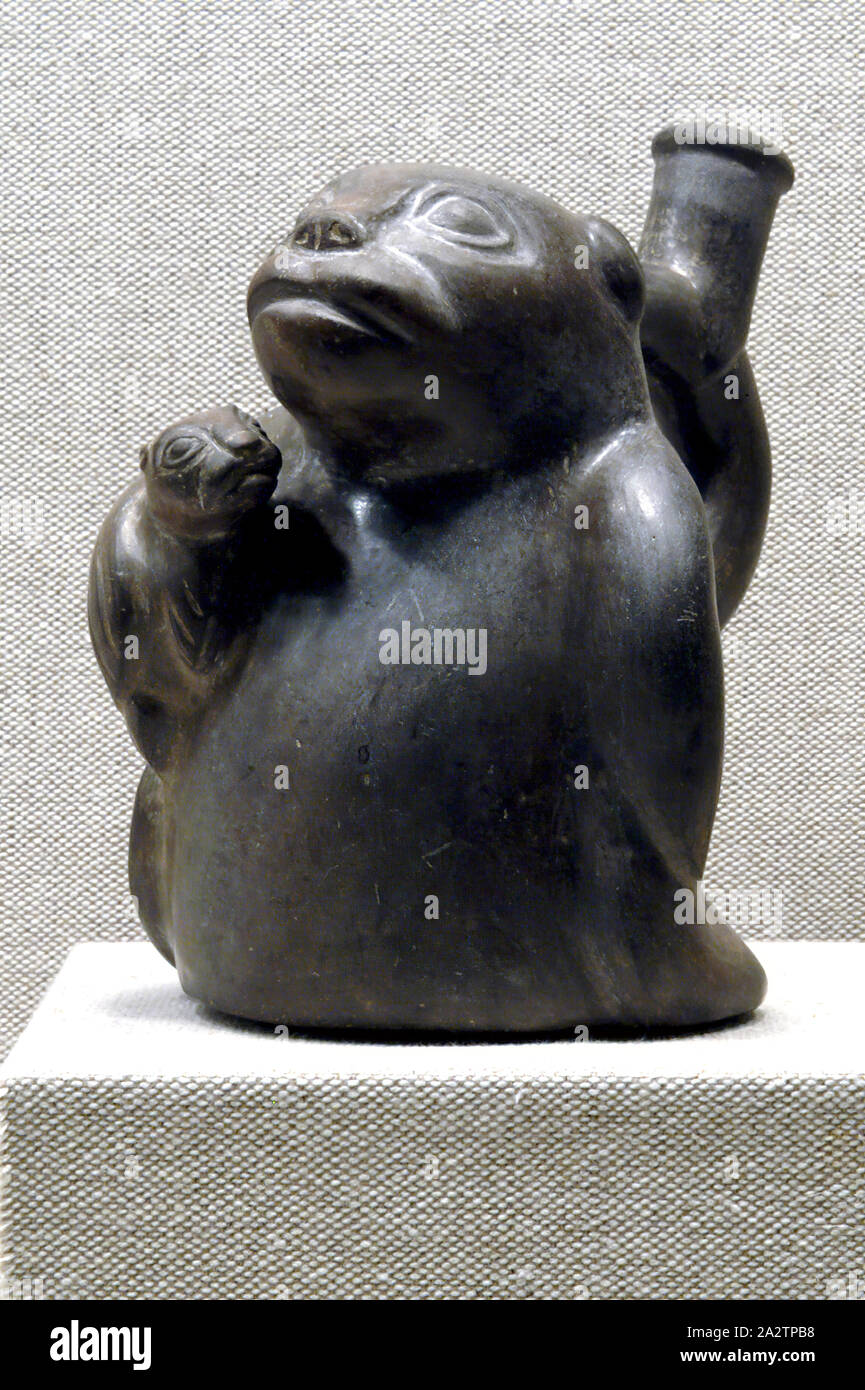 Navire-spout stirrup sous la forme d'un lion de mer, la culture moche, 300-500, Céramique, peinture, 6-13/16 x 5-1/2 x 7 in., des arts autochtones des Amériques Banque D'Images Navire-spout stirrup sous la forme d'un lion de mer, la culture moche, 300-500, Céramique, peinture, 6-13/16 x 5-1/2 x 7 in., des arts autochtones des Amériques Banque D'Images