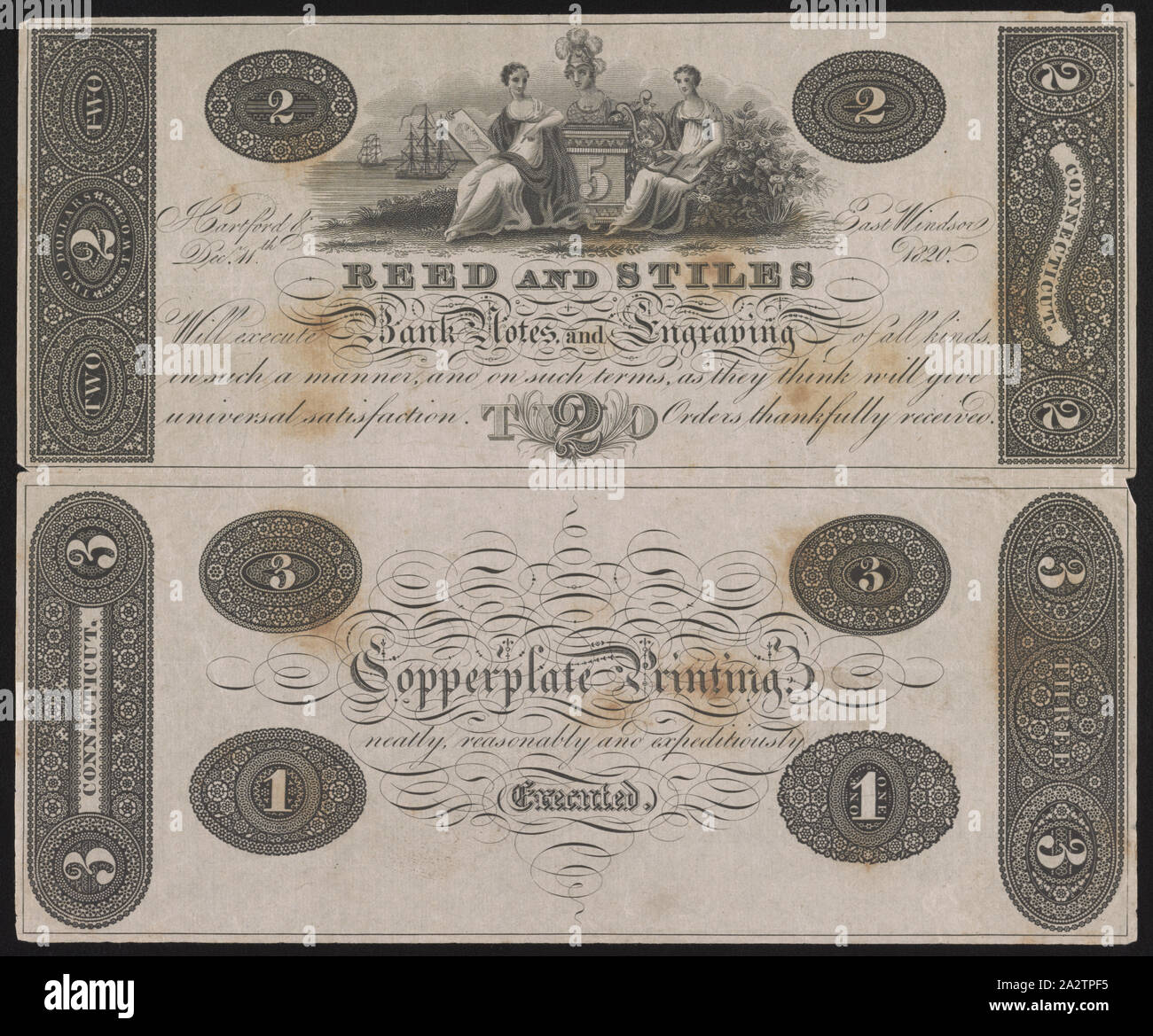 Reed et Stiles va exécuter des billets de banque et la gravure de toutes sortes, d'une telle manière, et selon les modalités, comme ils pensent vous donnera satisfaction universelle. Heureusement, les commandes reçues Banque D'Images