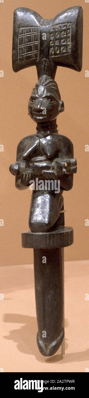 Le personnel du sango Sango (OSE), Yoruba, 1900-1950, Bois, pigments, pas plus de détails sur les mesures, l'art africain. Banque D'Images