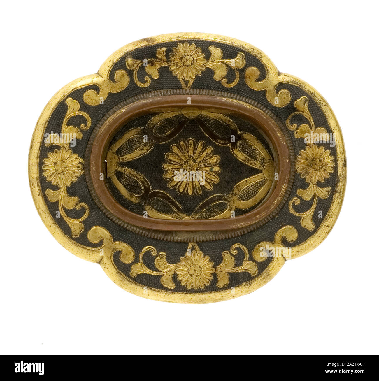 Tirez pour porte, 19e siècle, bronze, 3-3/8 x 2-7/8 po., Art asiatique Banque D'Images