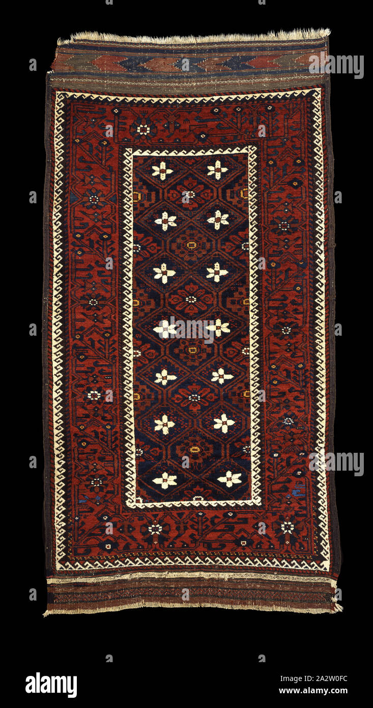 Tapis, les Baloutches, vers 1870, laine, 36 x 75 in., du textile et des arts de la mode Banque D'Images