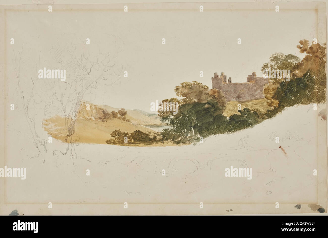Le Palais de Linlithgow, Ecosse, Joseph Mallord William Turner (anglais, 1775-1851), 1801, aquarelle et crayon sur papier blanc, 10-1/4 x 16-3/16 in. (Feuille), filigrane : 1794, WHATMAN J Banque D'Images