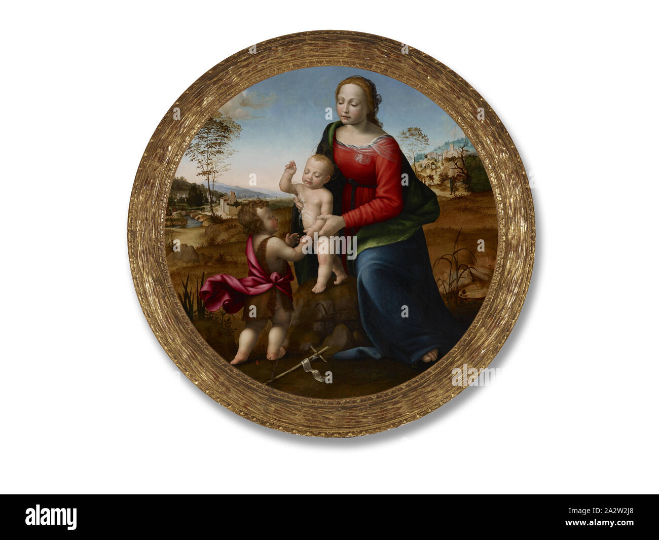 Vierge à l'enfant avec l'enfant Saint Jean Baptiste, Giuliano Bugiardini (italien, 1475-1554), à propos de 1518-1520, huile sur panneau, 34-1/4 in. diam., la peinture et la sculpture européenne avant 1800 Banque D'Images