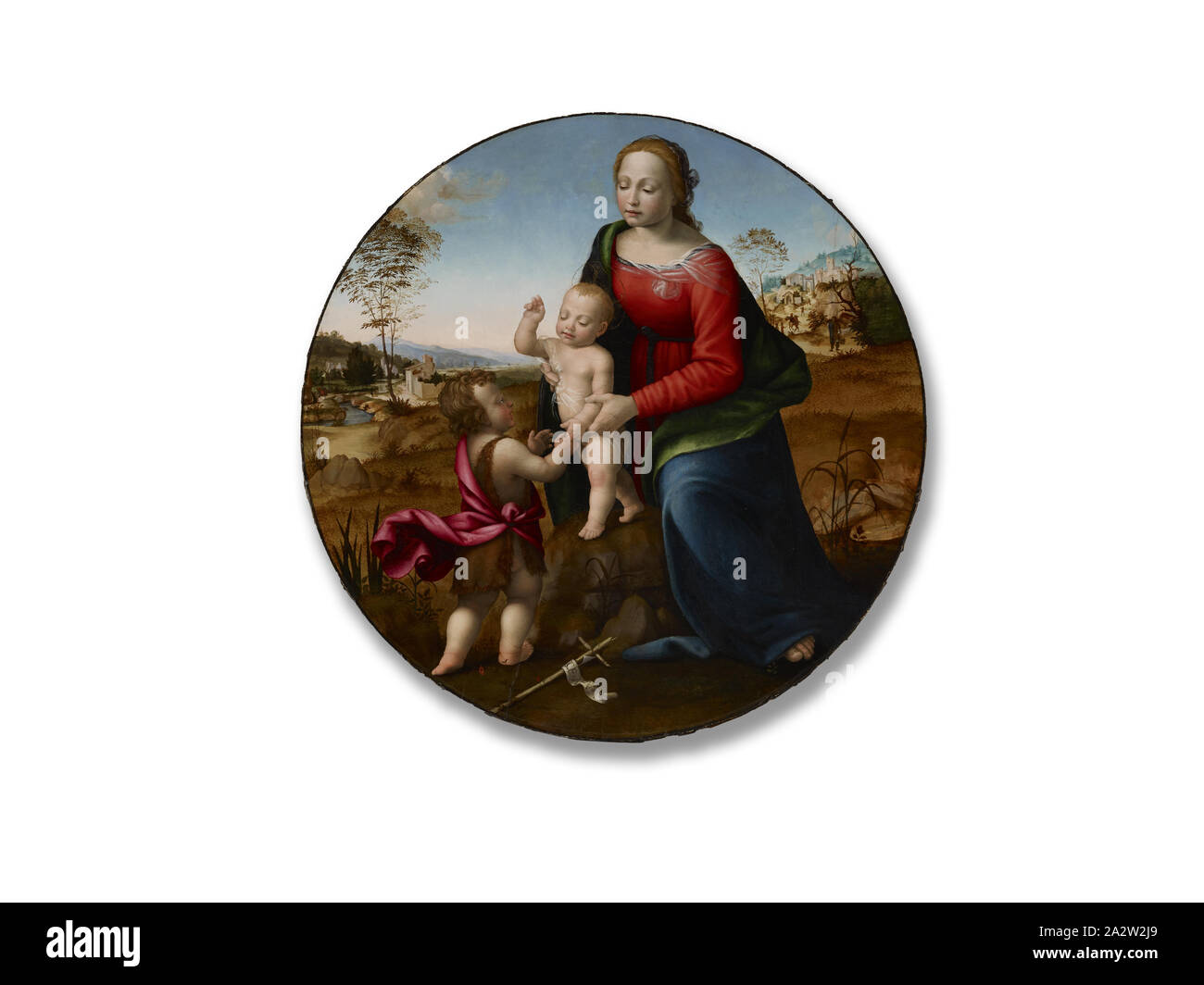 Vierge à l'enfant avec l'enfant Saint Jean Baptiste, Giuliano Bugiardini (italien, 1475-1554), à propos de 1518-1520, huile sur panneau, 34-1/4 in. diam., la peinture et la sculpture européenne avant 1800 Banque D'Images