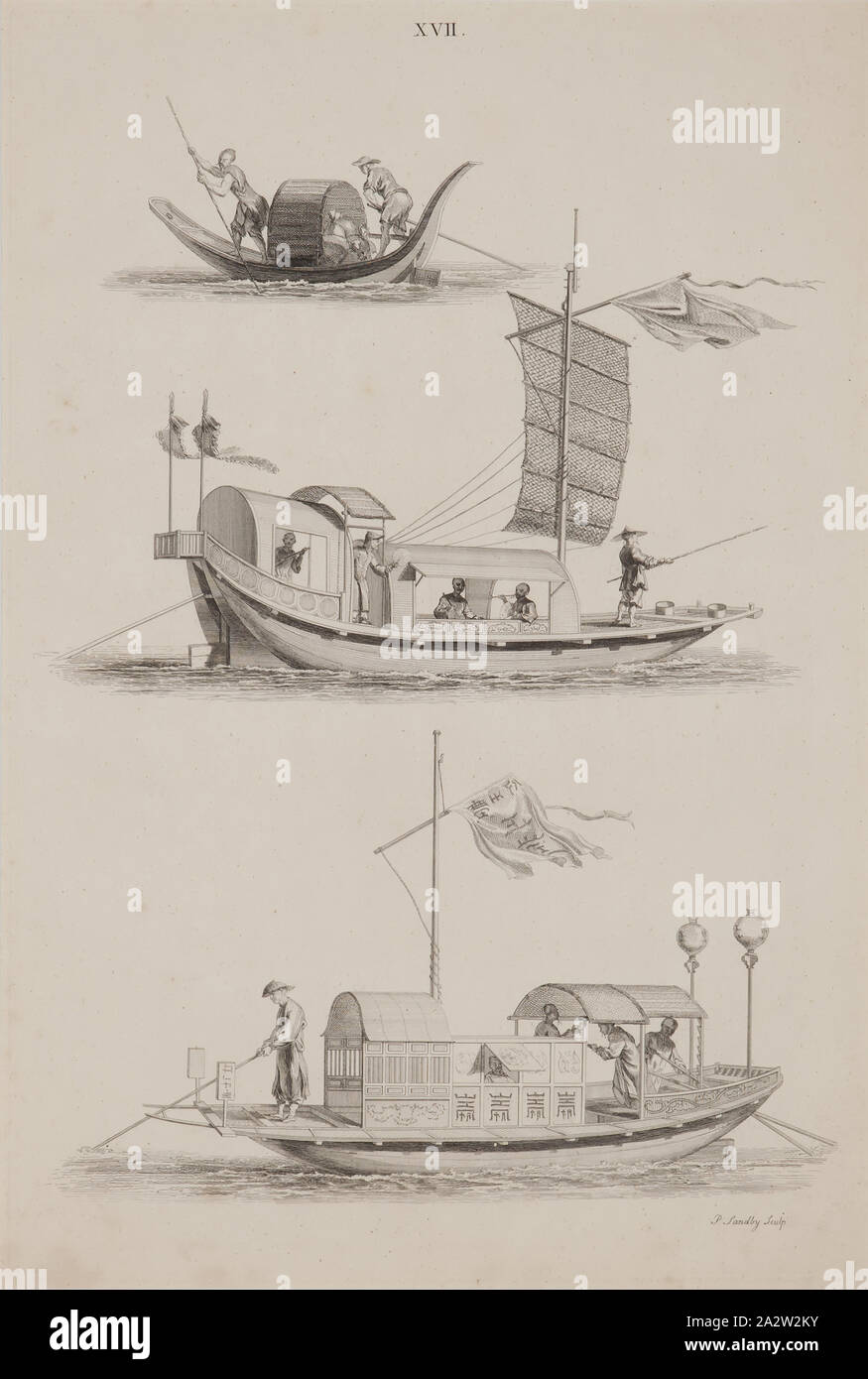 Planche XVII, conçoit des bâtiments, meubles, vêtements, machines, et met en Œuvre des Chinois, William Chambers (1723-1796), britannique, 1757, encre sur papier, 30 x 24 x 1-1/4 in. (Pans), les arts décoratifs Banque D'Images