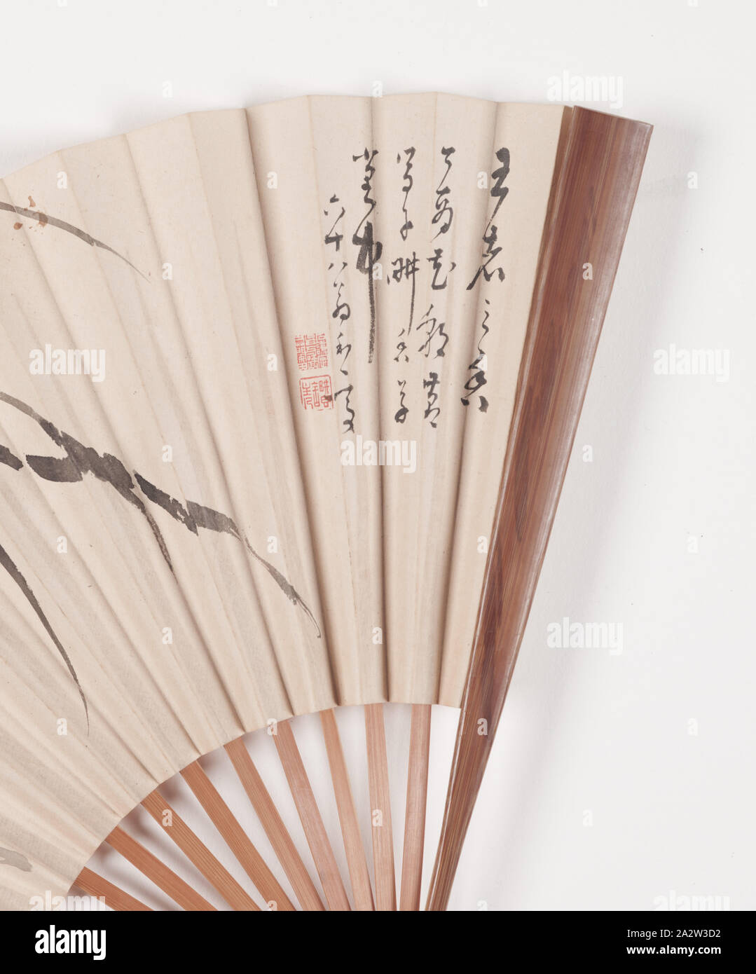 Orchid et Poème, Taki Katei (japonais, 1830-1901), fin du xixe siècle, encre sur papier, bois, 9-1/2 x 15-1/8 po. (Ouvert), signé par l'artiste : Rokuju hachi o, Katei (68 ans, vieil homme Katei) deux joints d'artiste, Art asiatique Banque D'Images
