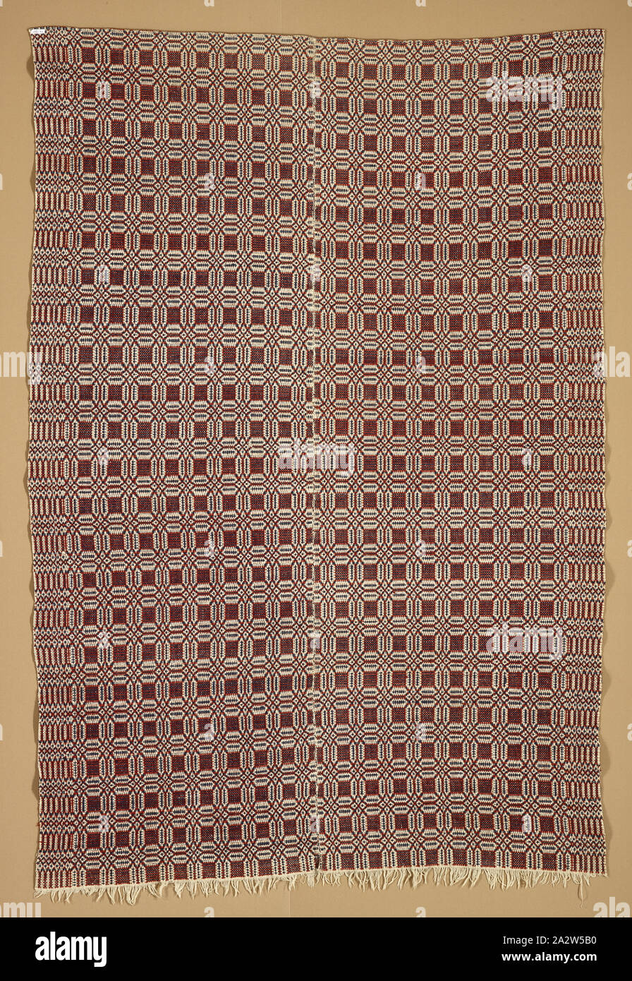Couvre-lit couvre-lit (dépassé), Inconnu, 1800-1850, le coton et la laine, 95 x 63 in. (Sans marge) 97 x 63 in. (Avec fringe), cuisine américaine, du textile et de l'Arts de la mode Banque D'Images