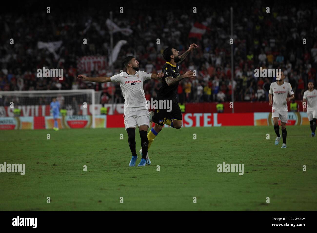 L'UEFA Europa League group un match entre le FC Séville et l'APOEL NICOSIE Nikosia au stade Ramon Sanchez Pizjuan le 3 octobre 2019 à Séville, Espagne Cordon Press Banque D'Images