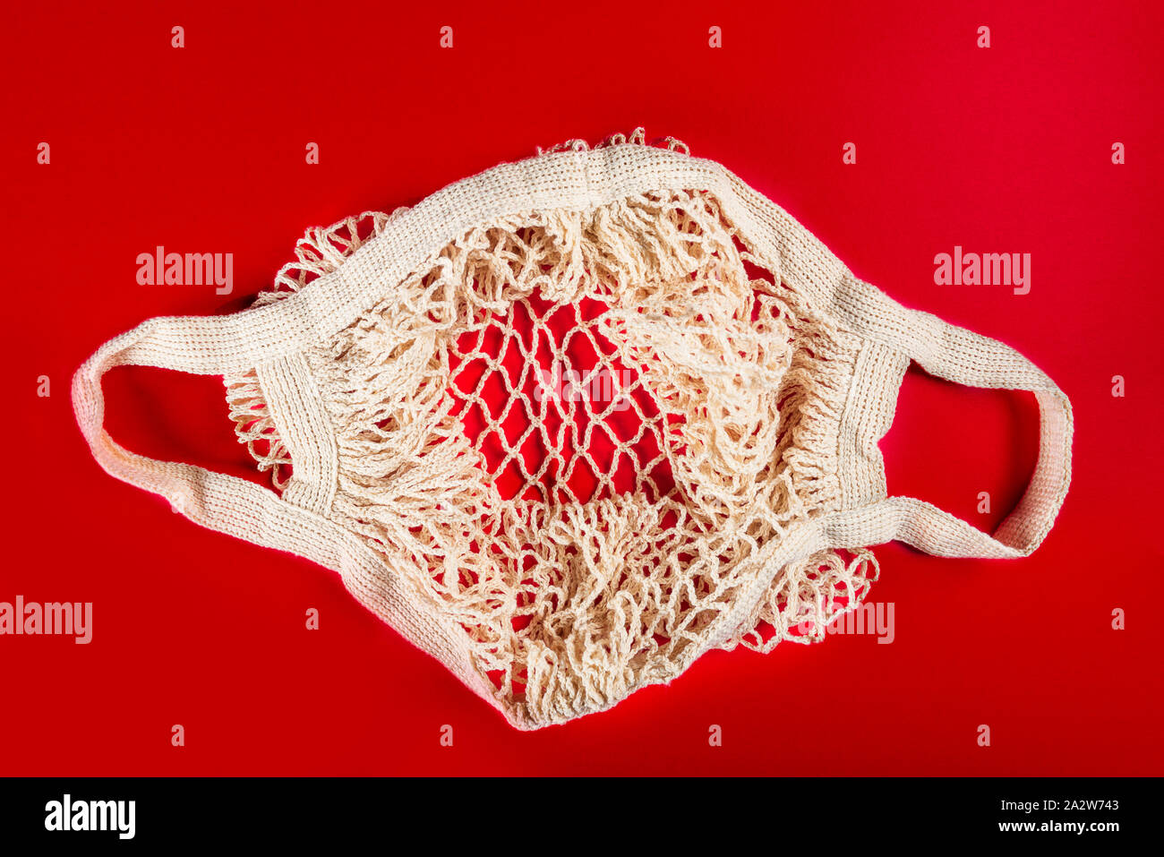 String coton sac-filet, Sac shopping réutilisable pour l'épicerie, zéro déchets écologique et dire non à des concepts en plastique Banque D'Images