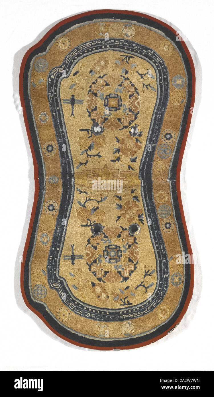 Tapis de selle, 1800-1825, de la laine, coton, 52-1/8 x 26-5/8 po., Label : l'encre noire dans la notation du manuscrit du 19e siècle, la main et textiles Arts de la mode Banque D'Images