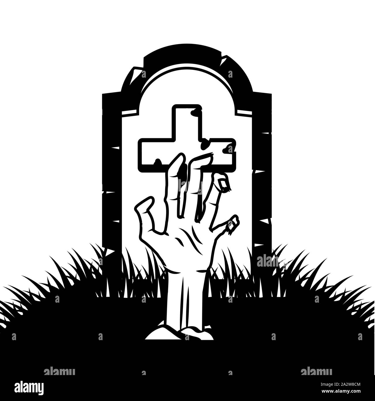 Main zombie extrait cemetery Illustration de Vecteur