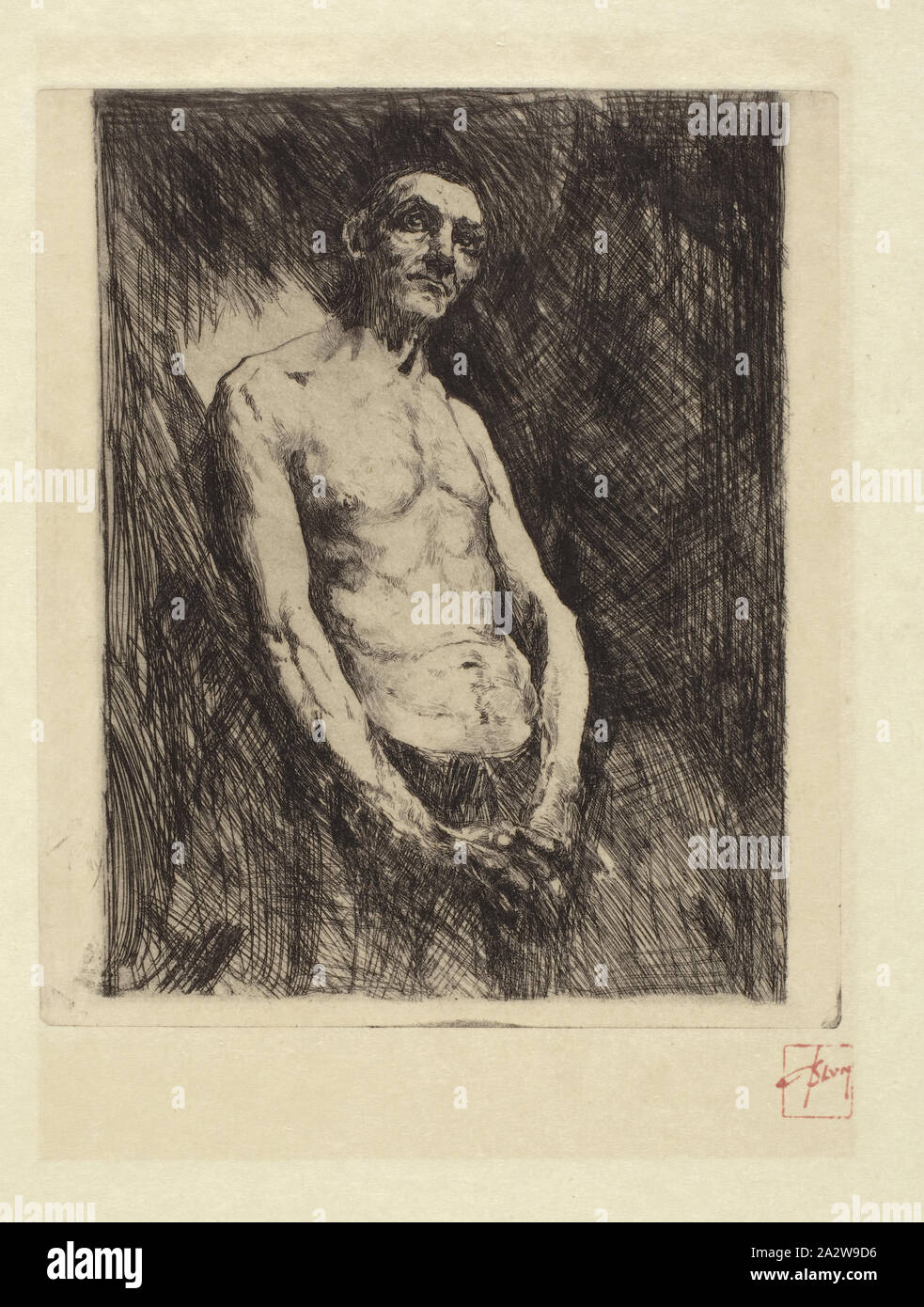 La figure d'un homme, Robert Frederick Blum (American, 1857-1903), 1980-1990, encre sur papier, 6-3/8 x 5 in. (Image) 13 x 9-1/2 in. (Feuille), estampillé en rouge ci-dessous droit L.R. : Blum Banque D'Images