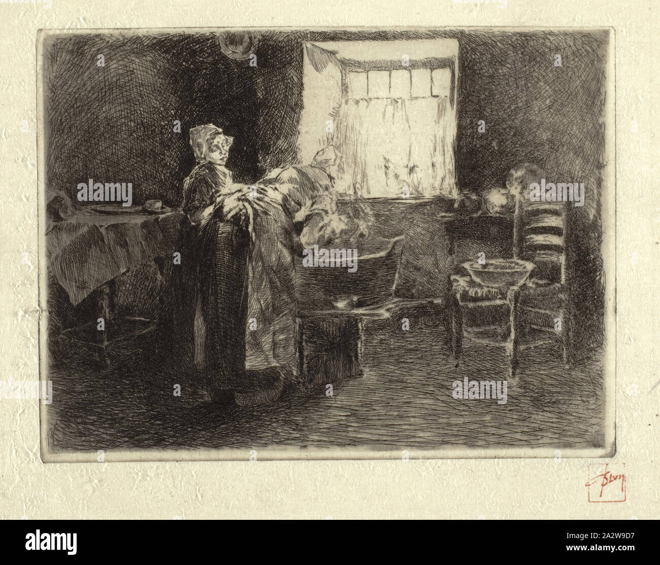 Lundi matin, en Hollande, Robert Frederick Blum (American, 1857-1903), 1980-1990, encre sur papier, 6 x 8 in. (Image) 10-1/4 x 15-3/8 po. (Feuille), estampillé en rouge ci-dessous droit L.R. : Blum Banque D'Images