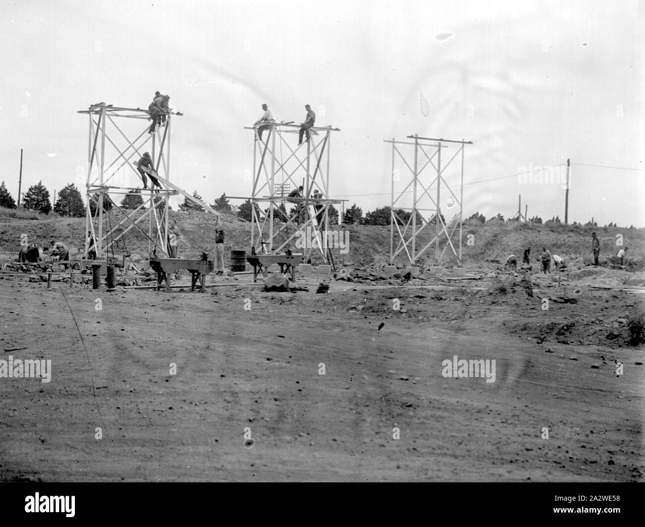 Négatif sur verre - Commission de l'électricité, Yallourn, Victoria, 1920-1930, partie d'une grande collection photographique de plaque de verre et de négatifs, tirages photographiques et des albums photos, concernant le développement de l'industrie de la fourniture d'énergie électrique à Victoria, exploité par la Commission de l'électricité de l'État de Victoria (SECV) de 1919 à 1993 et diverses prédécesseur et privé les entreprises d'alimentation municipale remontant à la fin des années 1880 Banque D'Images