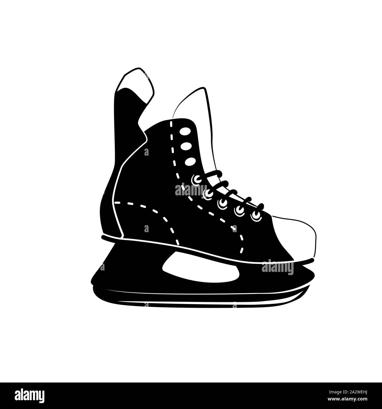 Icône glyphe Hockey patinage, le sport et l'activité de l'hiver, patinage sur glace logo noir signe, modèle solide isolé sur fond blanc, Illustration de Vecteur