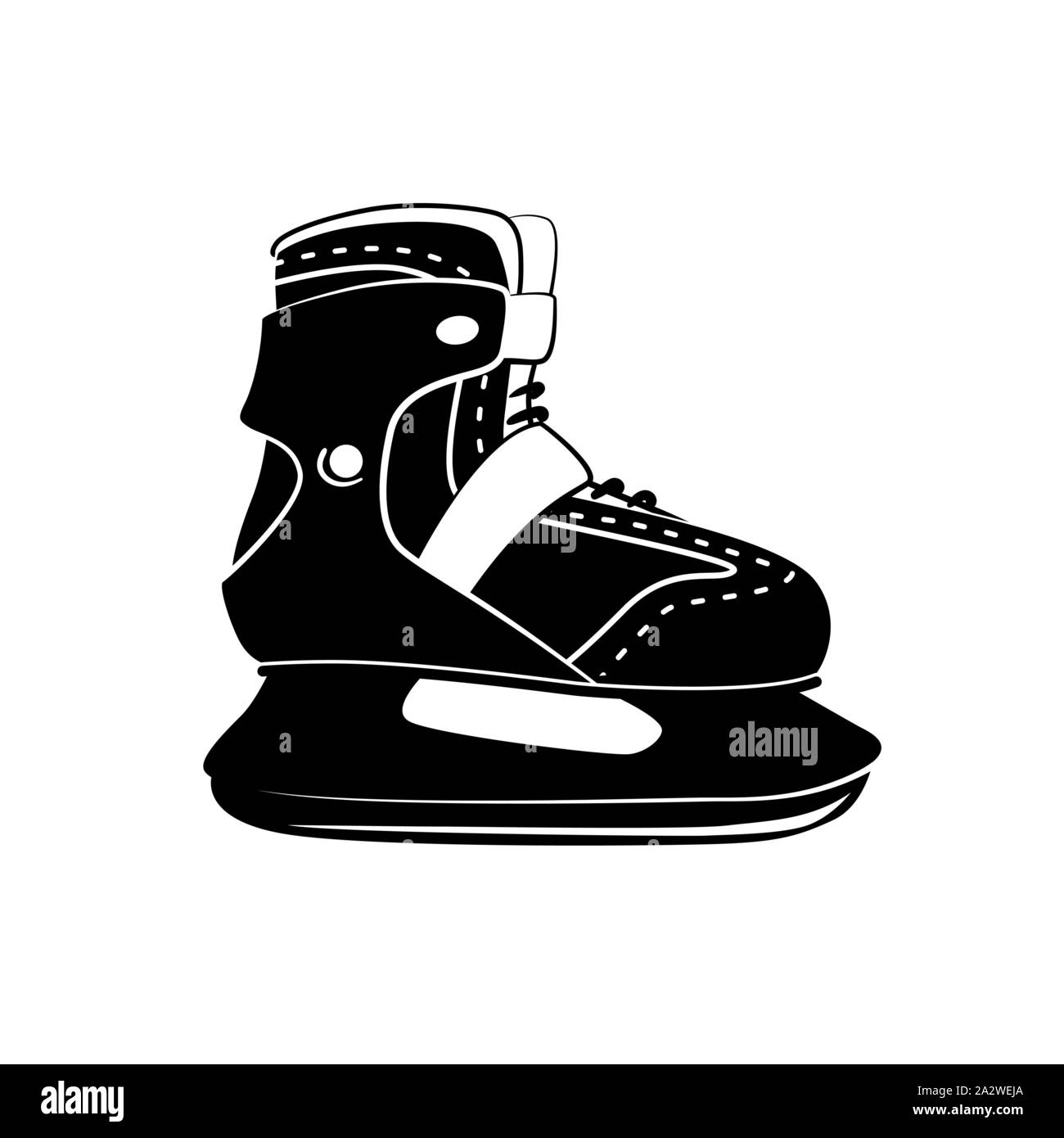 Glyphe de patinage de fitness, l'icône de l'activité d'hiver et sport, logo noir patin à glace signe, modèle solide isolé sur fond blanc, Illustration de Vecteur