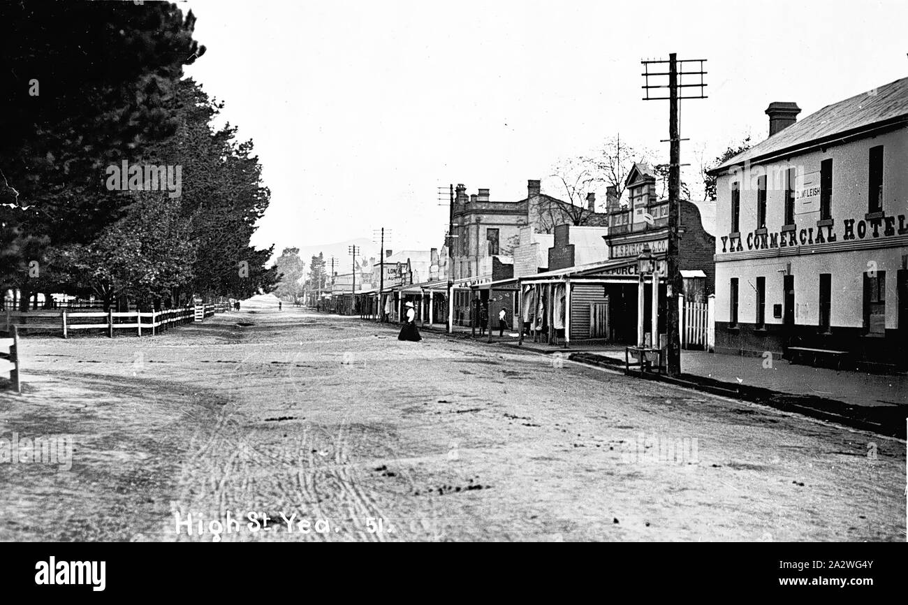 - Négatif Oui, Victoria, vers 1910, High Street, dans le oui avec le oui Commercial Hotel sur la droite Banque D'Images
