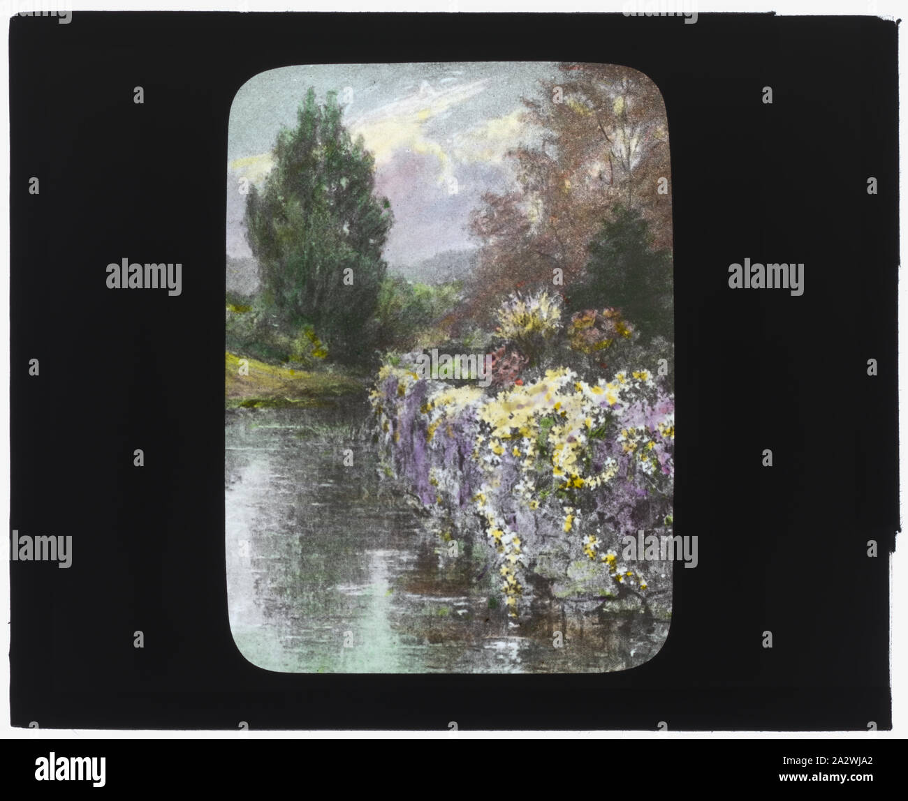 Reproduction d'une illustration montrant une peinture d'une rivière Banque D'Images