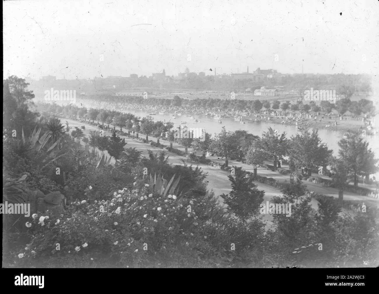 Diapositive - Tamise, Londres, vers 1900, image en noir et blanc de la Tamise qui coule à travers Londres photographié par A.J. Campbell alors qu'en Angleterre, de dispositions prises pour la publication de son livre, les nids et les œufs des oiseaux Australiens. Un des nombreux formant l'A.J. Campbell Collection détenus par Museum Victoria Banque D'Images