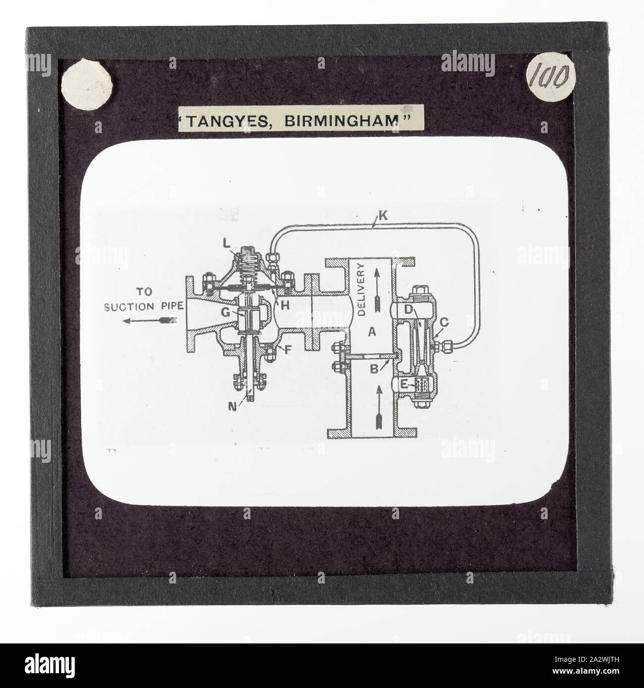 Diapositive - Tangyes Ltd, schéma de la pompe, vers 1910, l'un de 239 diapositives sur verre Verre produits fabriqués par Tangyes ingénieurs limitée de Birmingham, Angleterre. Les images comprennent divers produits tels que les moteurs, pompes centrifuges, pompes hydrauliques, les producteurs de gaz, machines d'essais des matériaux, presses, machines-outils, vérins hydrauliques etc. Tangyes était une entreprise qui a fonctionné de 1857 à 1957. Ils ont produit une grande variété de génie Banque D'Images