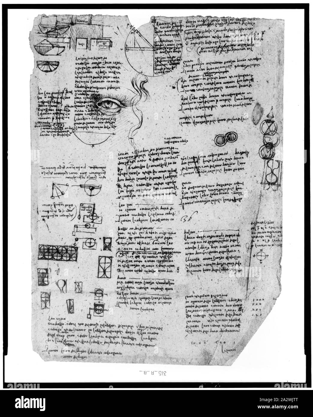 La reproduction de la page du portable de Léonard de Vinci Banque D'Images