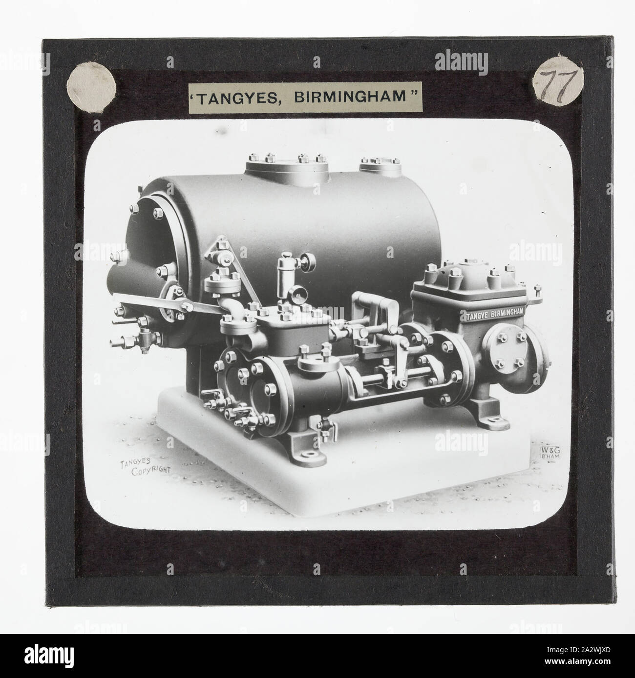 Diapositive - Tangyes Ltd, une pompe à vapeur, vers 1910, l'un de 239 diapositives sur verre Verre produits fabriqués par Tangyes ingénieurs limitée de Birmingham, Angleterre. Les images comprennent divers produits tels que les moteurs, pompes centrifuges, pompes hydrauliques, les producteurs de gaz, machines d'essais des matériaux, presses, machines-outils, vérins hydrauliques etc. Tangyes était une entreprise qui a fonctionné de 1857 à 1957. Ils ont produit une grande variété de génie Banque D'Images