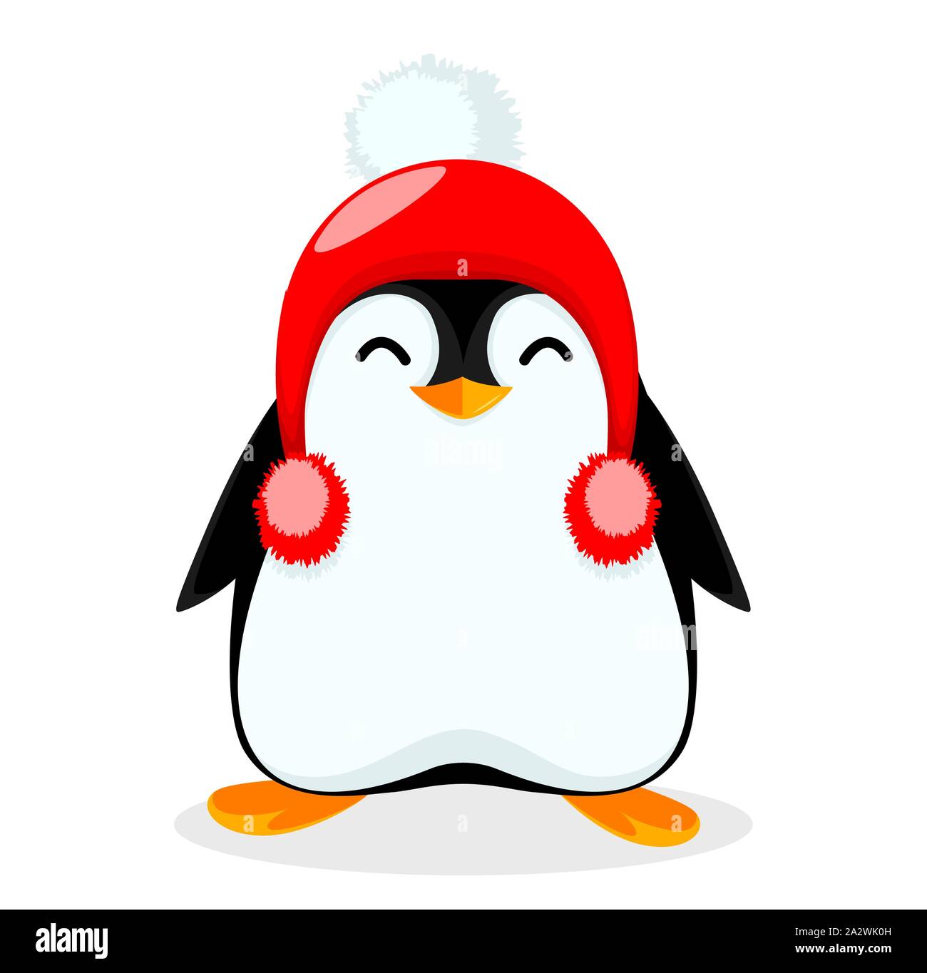 Petit Pingouin Mignon Mignon Portant Chapeau Chaud Funny Penguin Cartoon Character Vector Illustration Sur Fond Blanc Image Vectorielle Stock Alamy