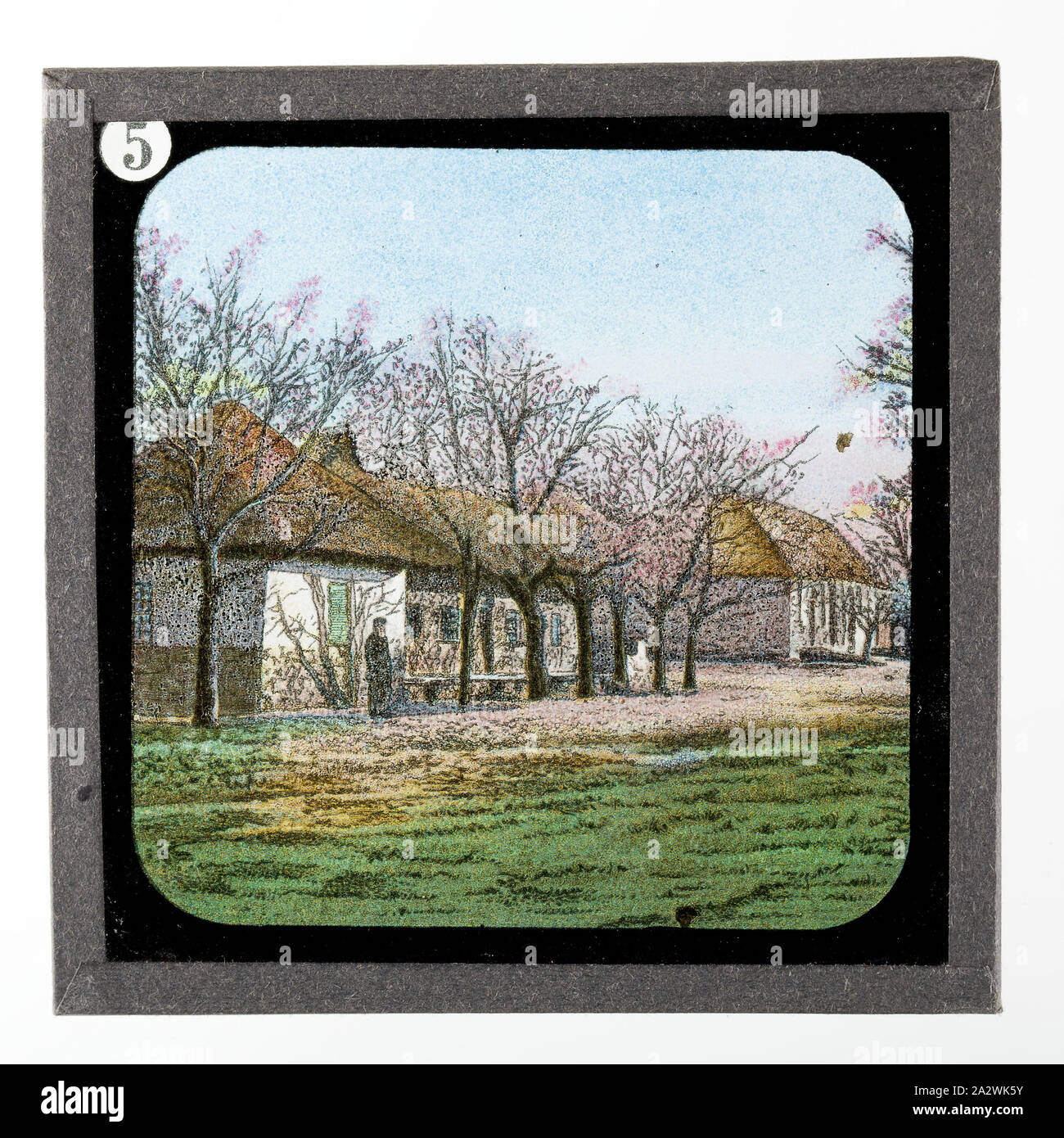 Diapositive - Vue de Kuruman, Vie et Oeuvres de Dr David Livingstone, vers 1900, diapositive illustrant le Kuruman station missionnaire en Afrique du Sud où Livingstone a commencé son travail de missionnaire. Elle fait partie d'un ensemble incomplet de 40 diapositives, deux sont manquants, illustrant les faits marquants de la vie de Livingstone et de voyages. Ces diapositives ont été fabriqués par la London Stereoscopic & Photographic Company pour la Société Missionnaire de Londres, vers 1900. Le Dr David Livingstone Banque D'Images