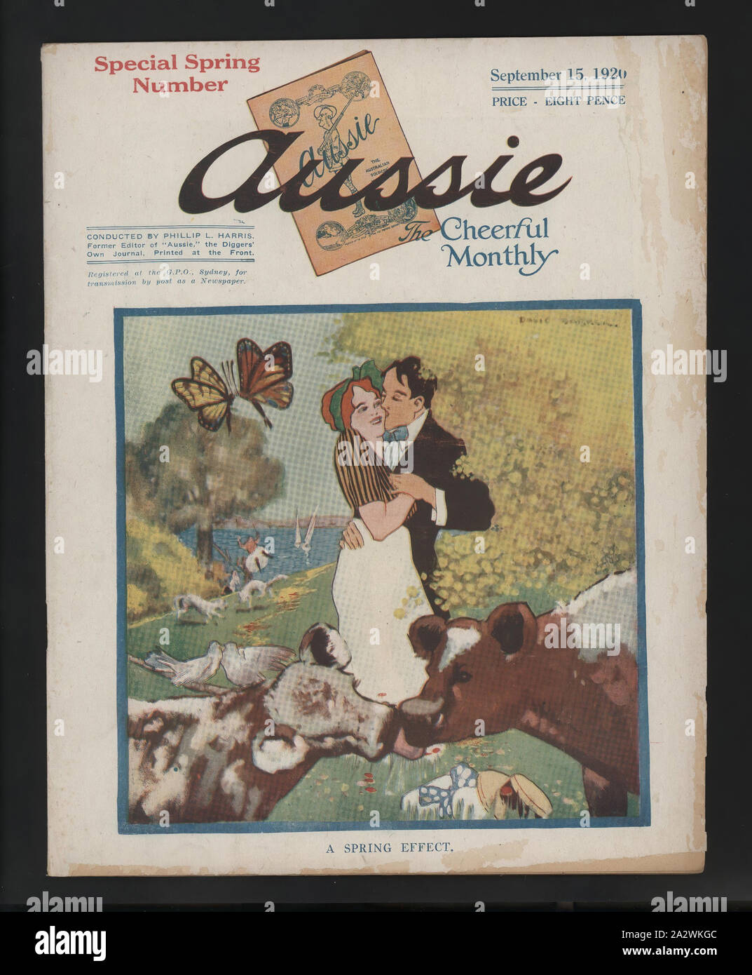 Magazine - 'Aussie', n° 19, le 15 Sep 1920, le no 19, 15 septembre 1920, d'après la Première Guerre mondiale Aussie 'publication', 'Le mensuel gai". L'un d'une collection de copies de 'Aussie' magazines dans Museum Victoria's collection datée du 5 juin 1918 - 15 janvier 1929. 'Aussie' (1918- vers 1929) était un magazine commercial d'opinion, d'examen et de divertissement. Il a été édité par Phillip Harris et publié en France 1918 - 1919 sur un petit Banque D'Images