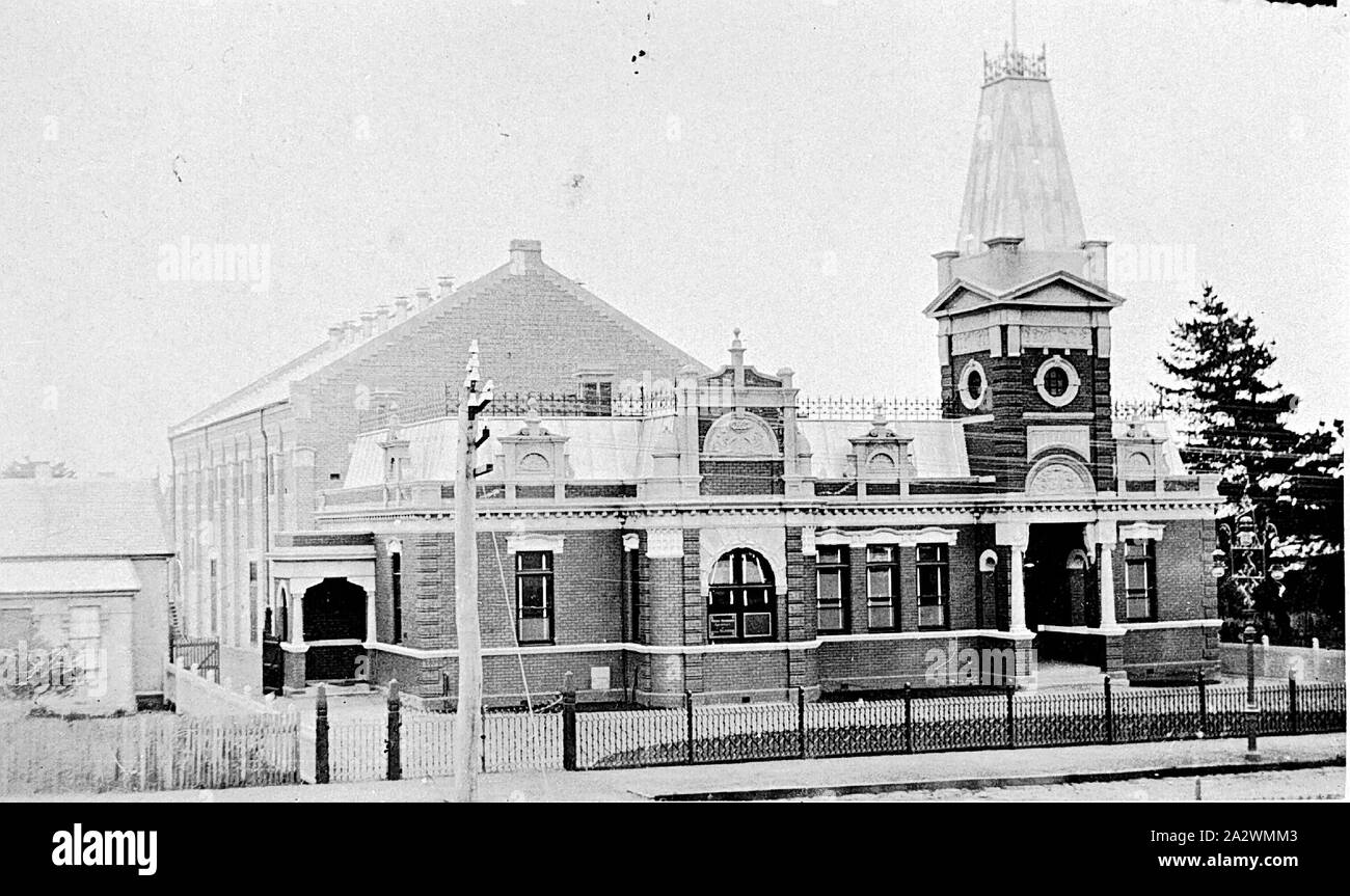 Négatif - nouvel hôtel de ville, Hamilton, Victoria, 1910, le nouvel hôtel de ville de Hamilton Banque D'Images