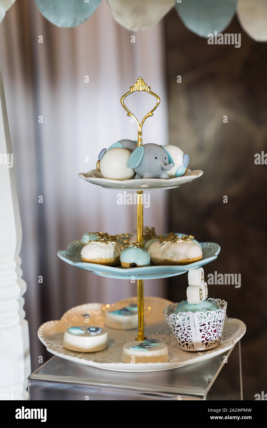 Baby Boy Événement de partie de douche de bébé Banque D'Images