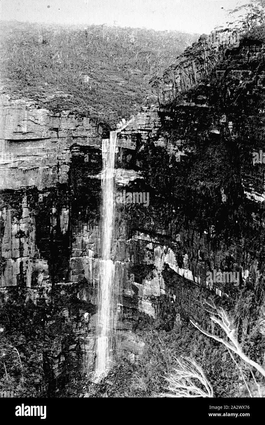 Négatif - Blue Mountains, New South Wales, 1878, la cascade de Govatt's Leap Banque D'Images