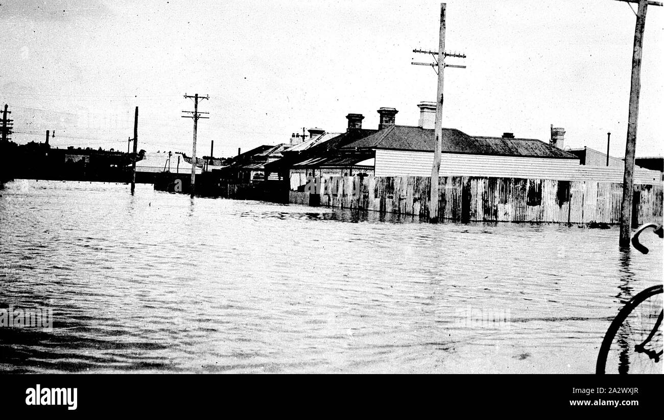 Négatif - Kensington, Victoria, 1934, le Yarra crue a Kensington après qu'ils avaient chuté de dix pieds Banque D'Images