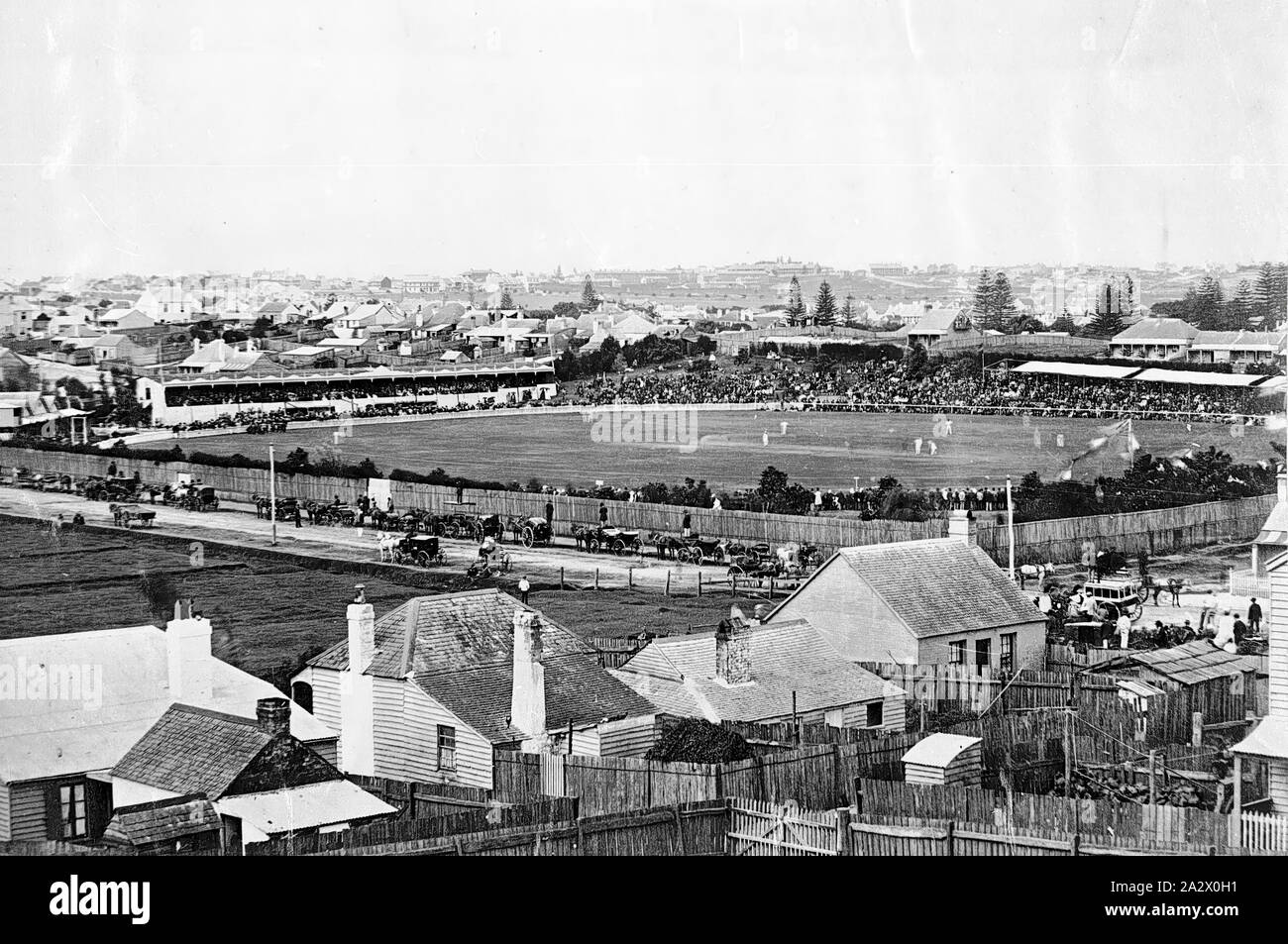 Négatif - Sydney, Nouvelle Galles du Sud, vers 1880, une partie de cricket sur le terrain de cricket d'Albert Banque D'Images