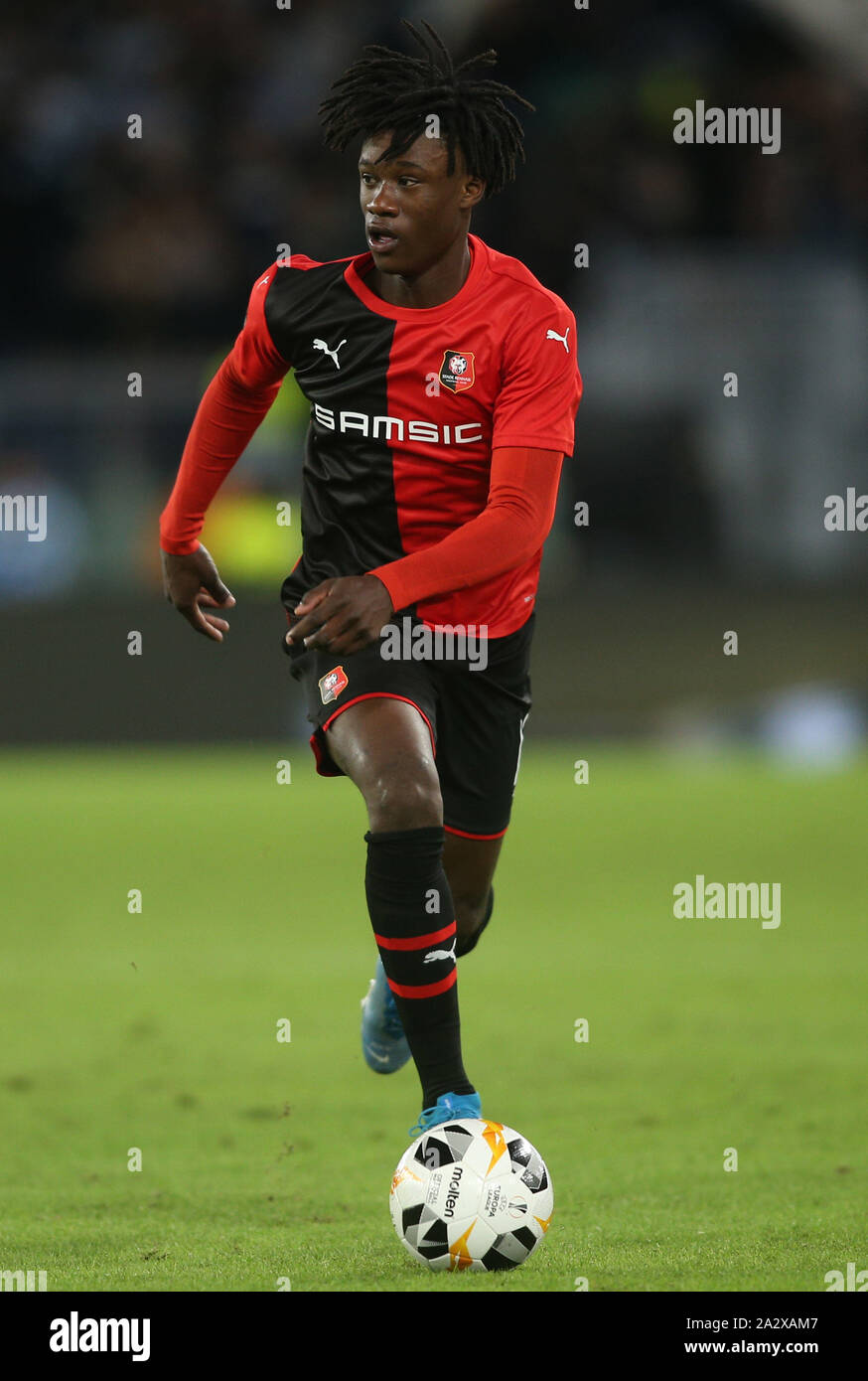 Rome, Italie. 06Th Oct, 2019. Rome, Italie - 03 octobre, 2019:Eduardo Camavinga (Rennes) en action au cours de l'UEFA Europa League Groupe e match de foot entre SS Lazio et Rennes, au Stade olympique à Rome le 03 octobre 2019. Agence Photo crédit : indépendante/Alamy Live News Banque D'Images