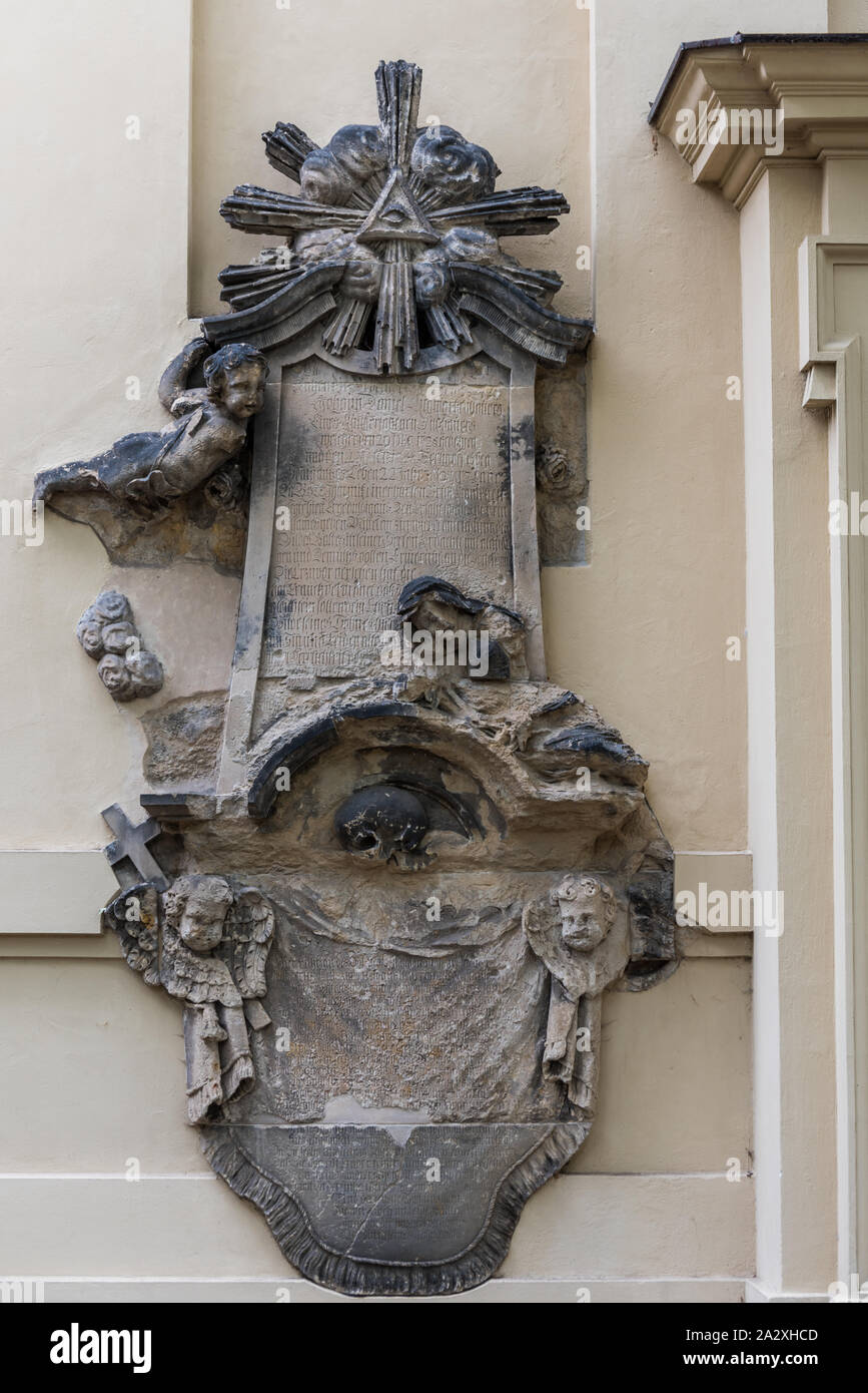 Une statue à l'entrée de Sophia Church,Sophienkirche est une église protestante dans la Spandauer Vorstadt partie de la région de Berlin Mitte, Pâques Banque D'Images