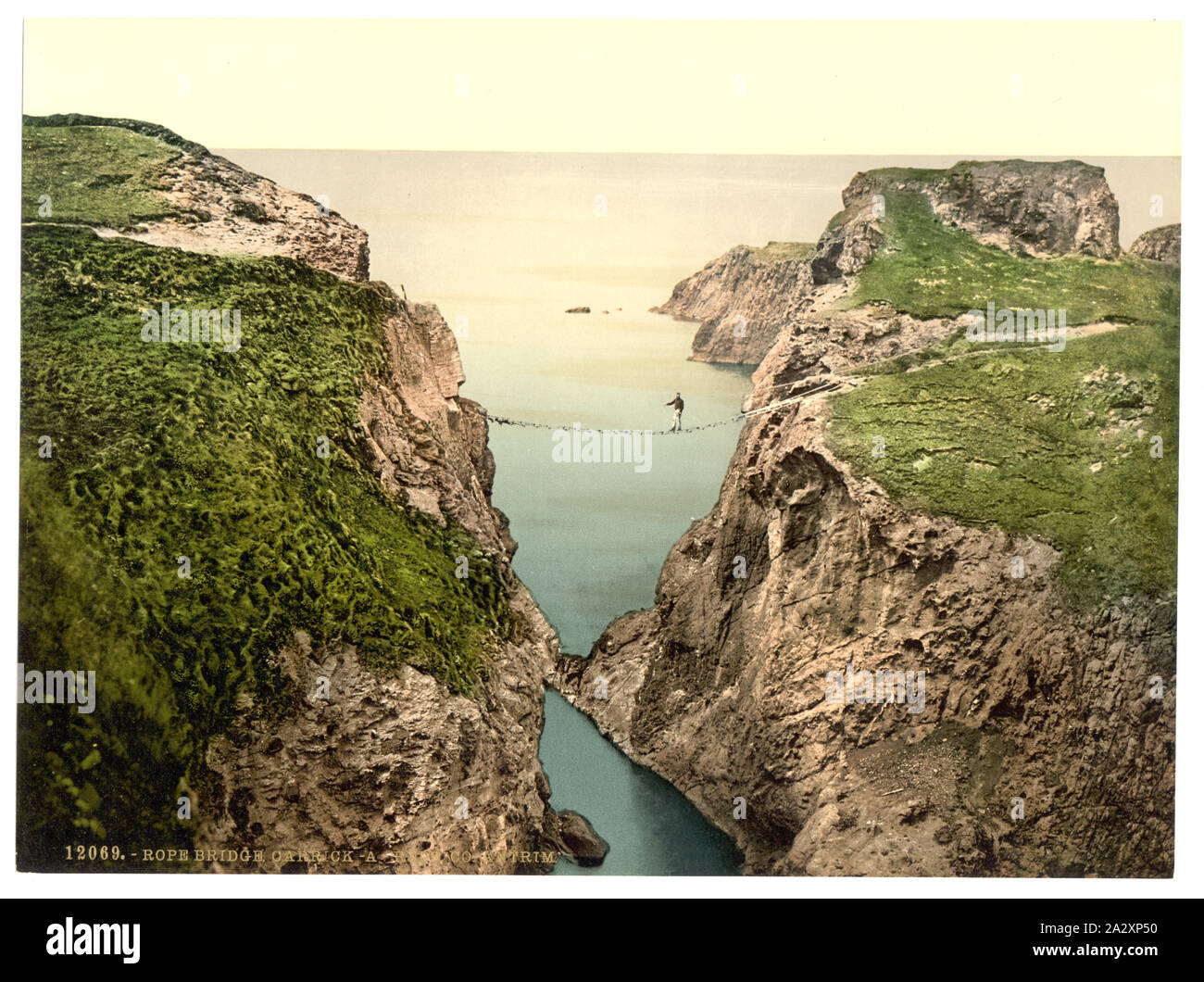 Pont de corde, Carrick-a-Rede. Le comté d'Antrim, Irlande ; Banque D'Images